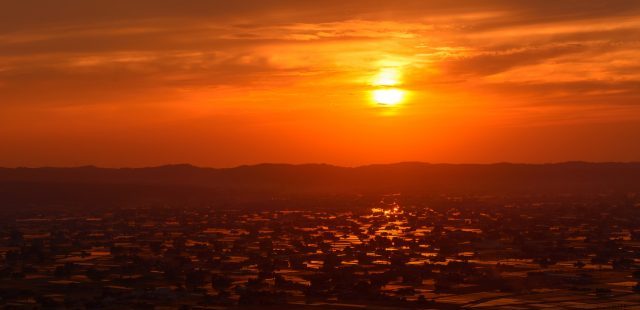 Landscape of Tonami Plain in Toyama, Japan